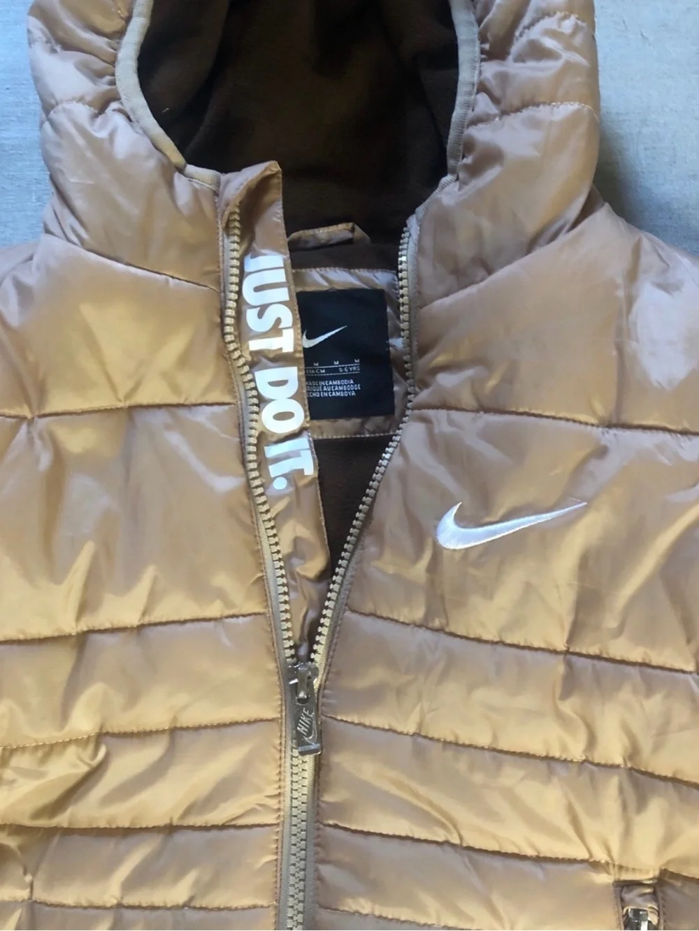 Nike Kids Beige/Tan Hooded Puffer Jacket